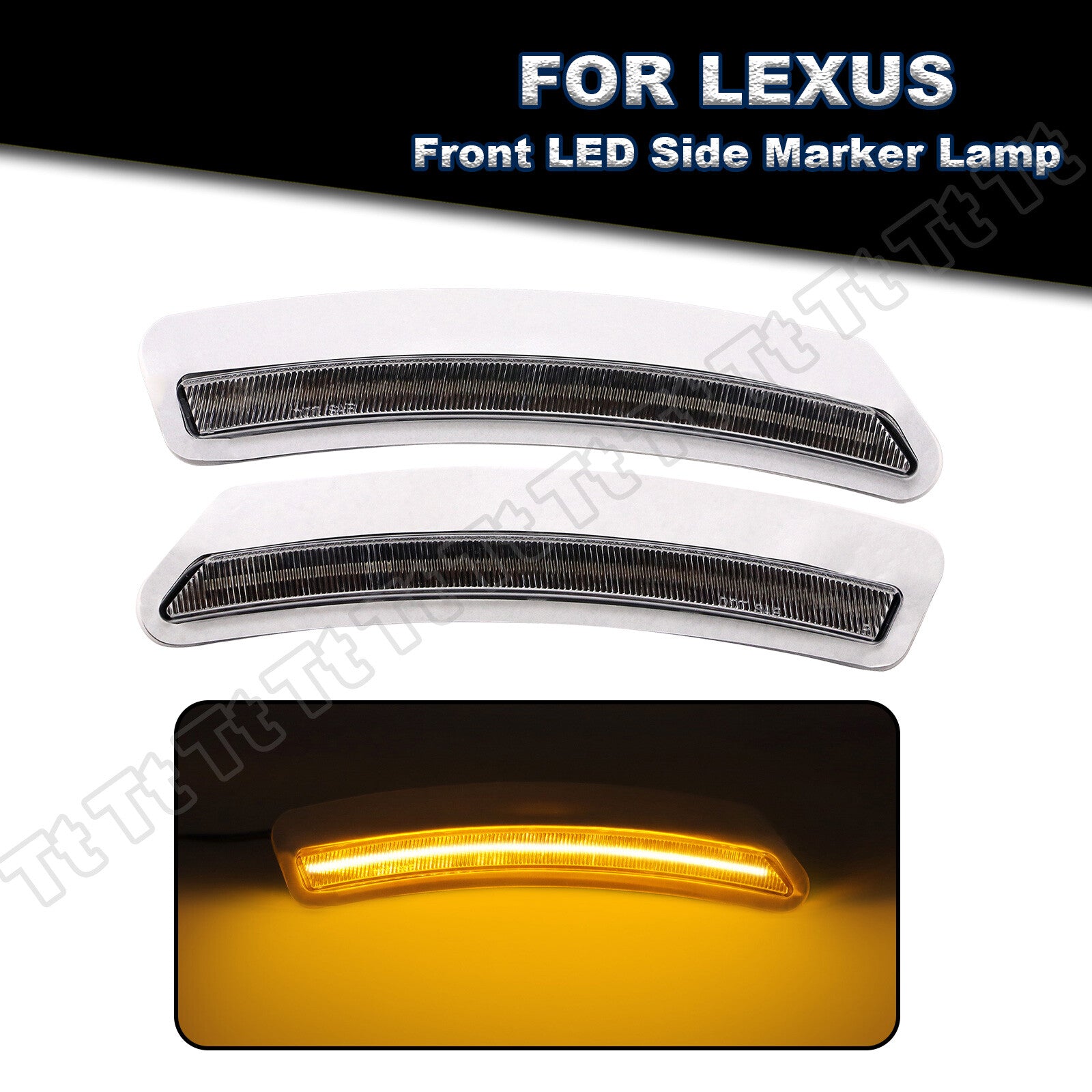 Front Amber LED Side Marker Lights Clear Lens for 2018 - 2022 for Lexus LC500h 2x- v
