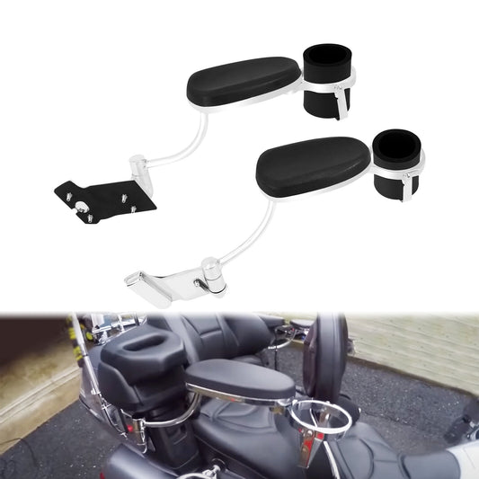 Rear Adjustable Passenger Armrests with Cup Holder Fits Fot for Honda GL1800 2001-17