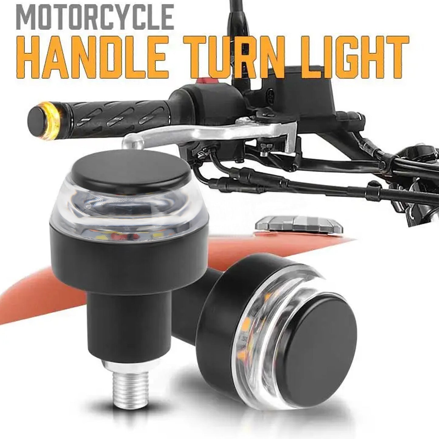 2pcs Motorcycle Motorbike Handlebar Turn Signals LED Light Indicators Handle Bar Q