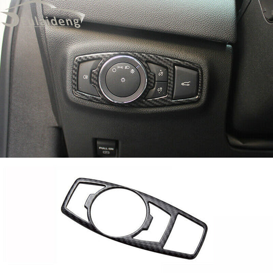 for Lincoln MKZ 2017-2020 Carbon Fiber Inner Headlight Switch Frame Cover Trim