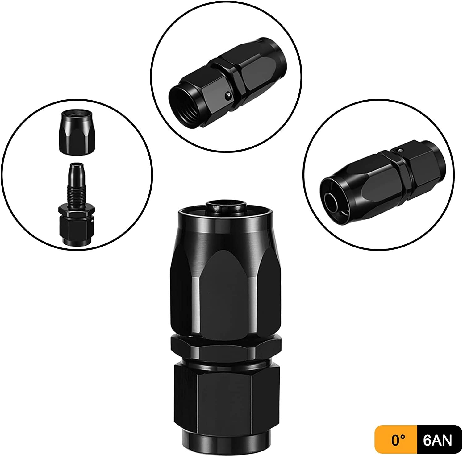 6AN straight rotary hose end connector sealing hose end connector suitable for braided fuel lines