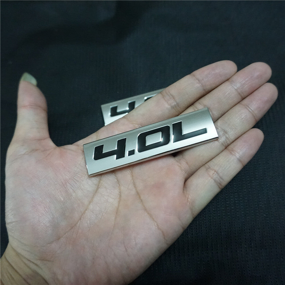 2x Chrome Black 4.0L Metal Decal Badge Sticker Emblem 3D V8 Car Engine Coupe suv
