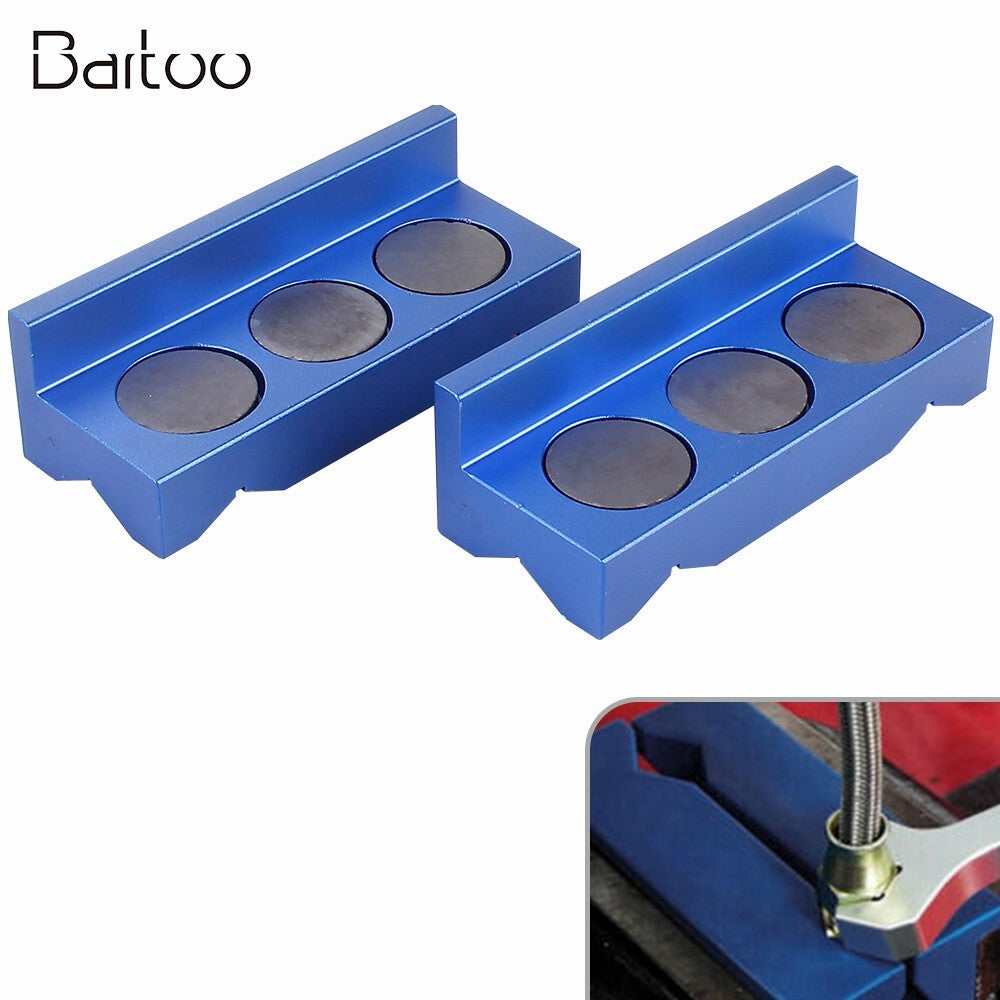 An Fitting Magnetic Vise Jaw Protective Inserts Clamp Parts Aluminum Alloy Blue Q
