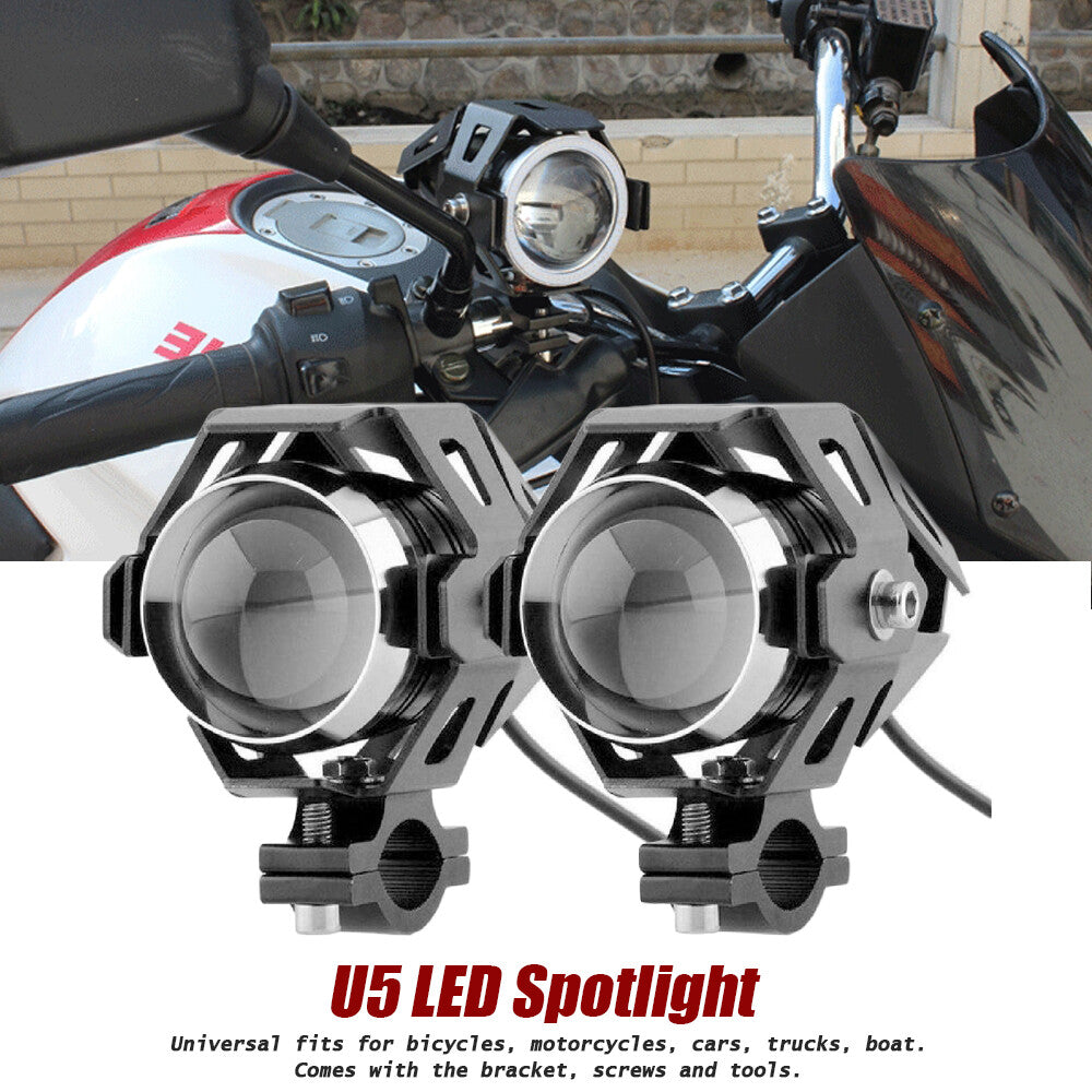 2-piece universal 125W U5 motorcycle LED headlight, driving fog light, spotlight