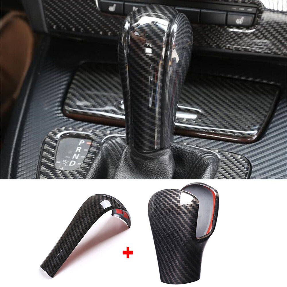 2¡ÁGear Shift Knob Cover for BMW 5 Series 1996-07 X3 06-10 X5 2004-06 ABS Carboon