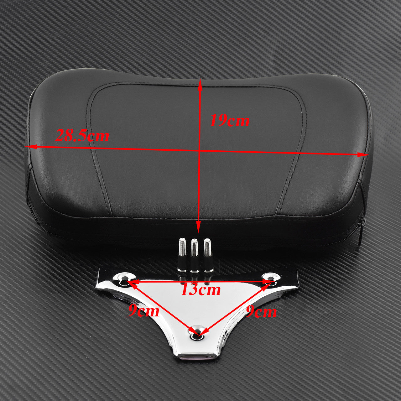 Sissy Bar Backrest Pad w/ Chrome Bracket Fit for Harley Touring FLHR FLHX 09-18 Q