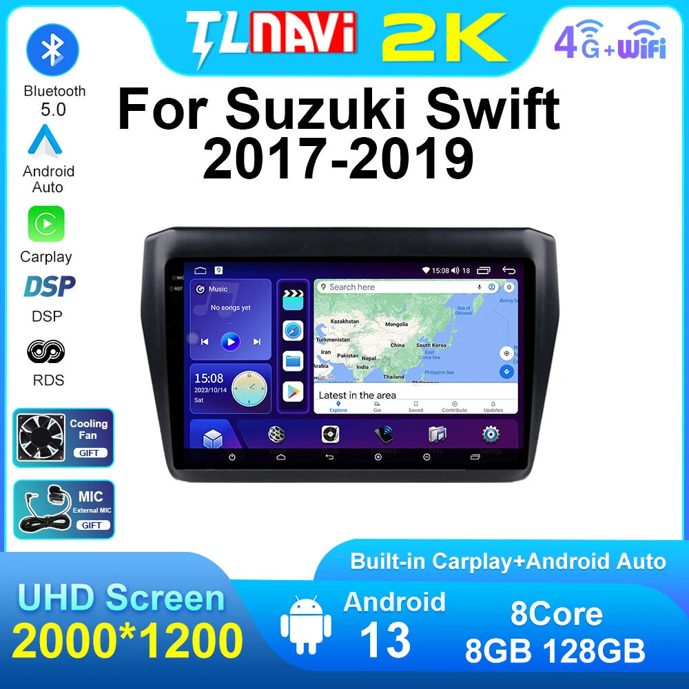for Suzuki for Swift 2017-2019 Car Stereo Radio CarPlay GPS Auto Player Multimedia