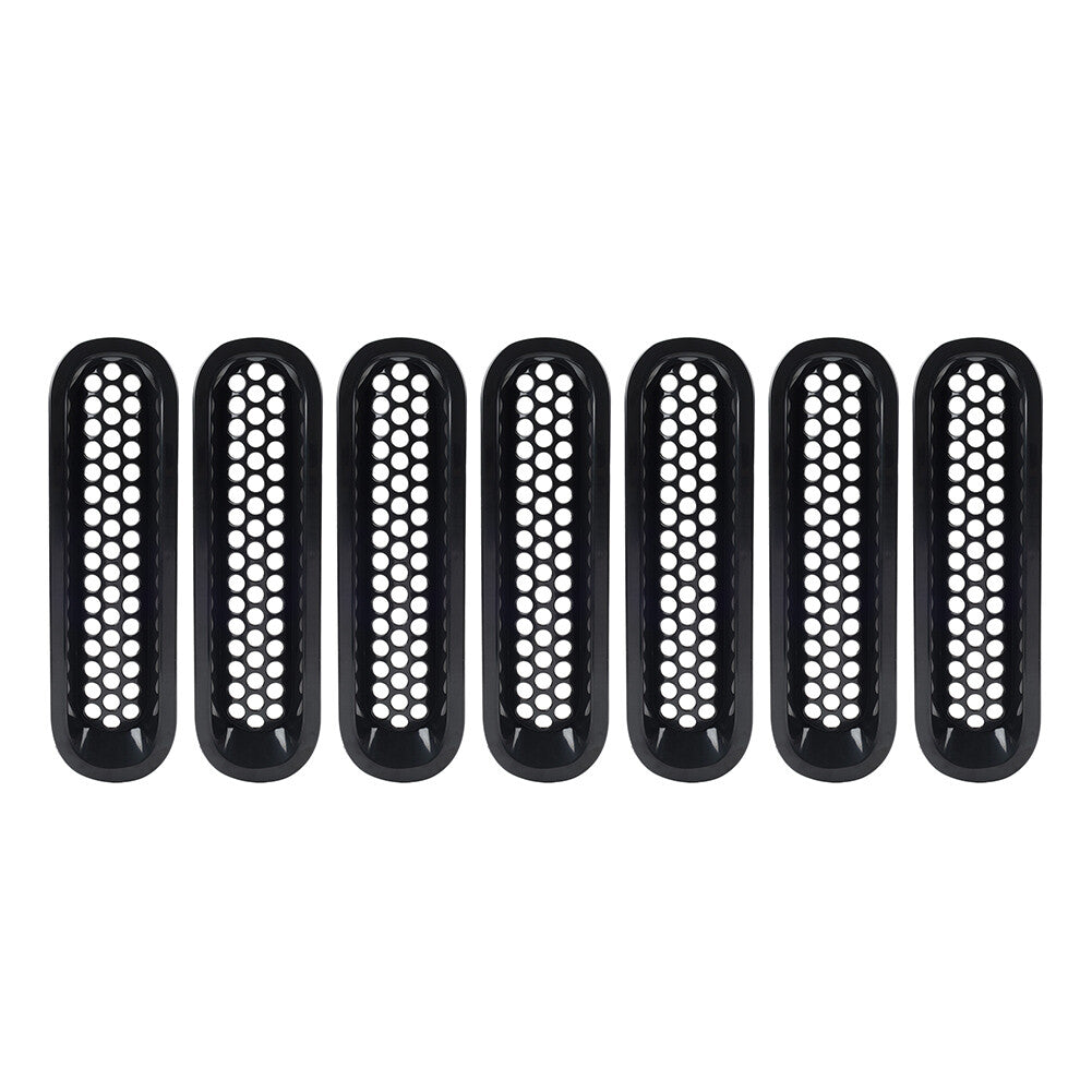 Front Insert Mesh Grille Trim Cover for Jeep for Wrangler JK 2007-2017 Black 7PCs US