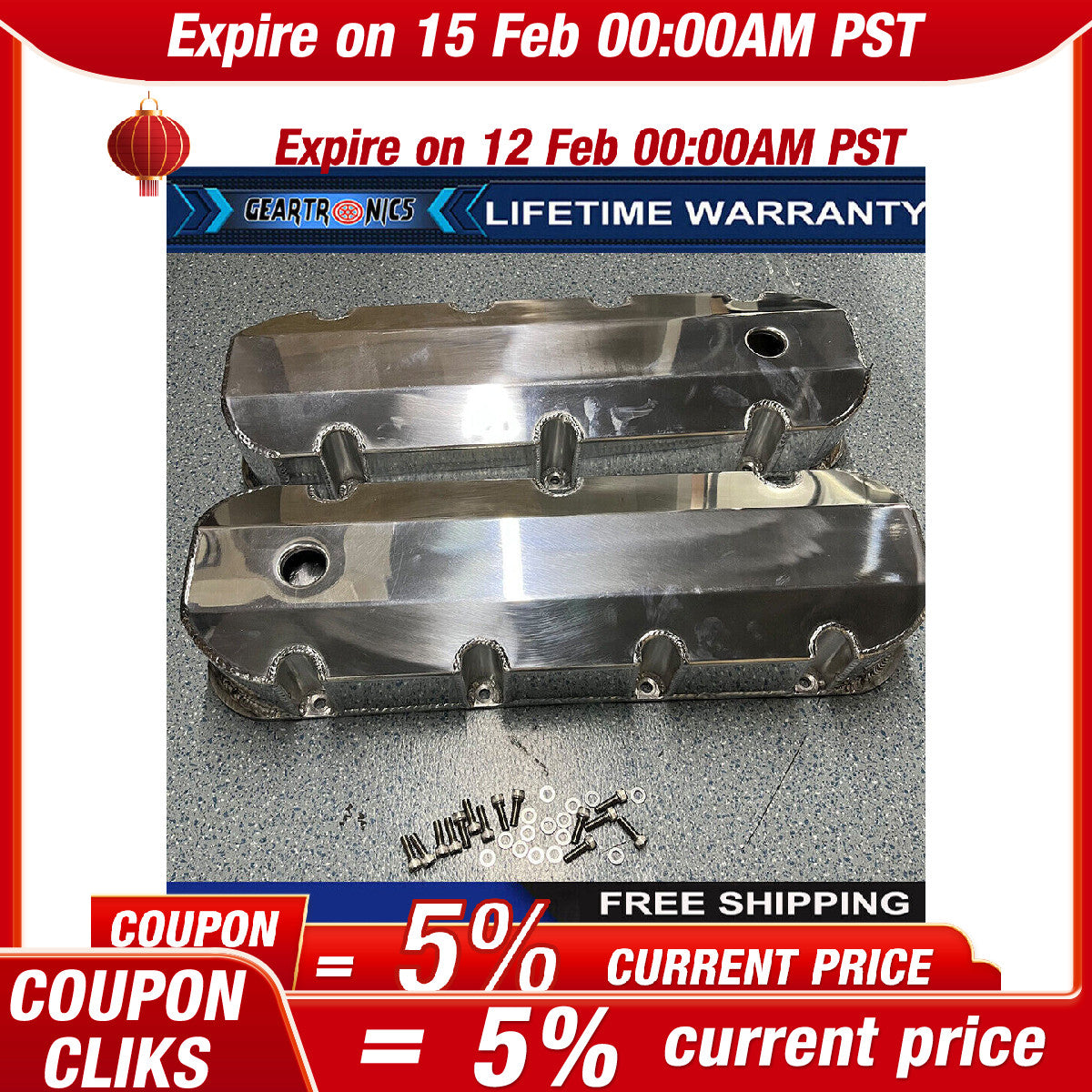 Aluminum Fabricated Valve Cover for Big Block for Chevy BBC 396,454 w/ Breather Hole
