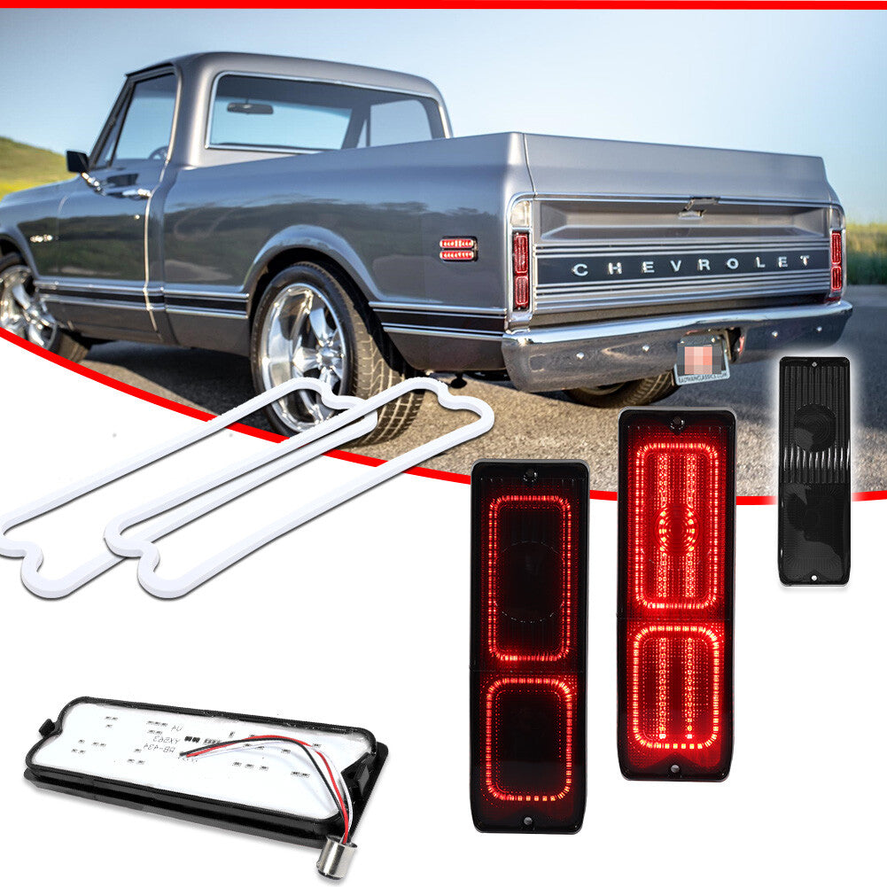 Smoke Lens LED Brake Tail Light Tail Light Kit for 1967-72 for Pickup Trucks - v