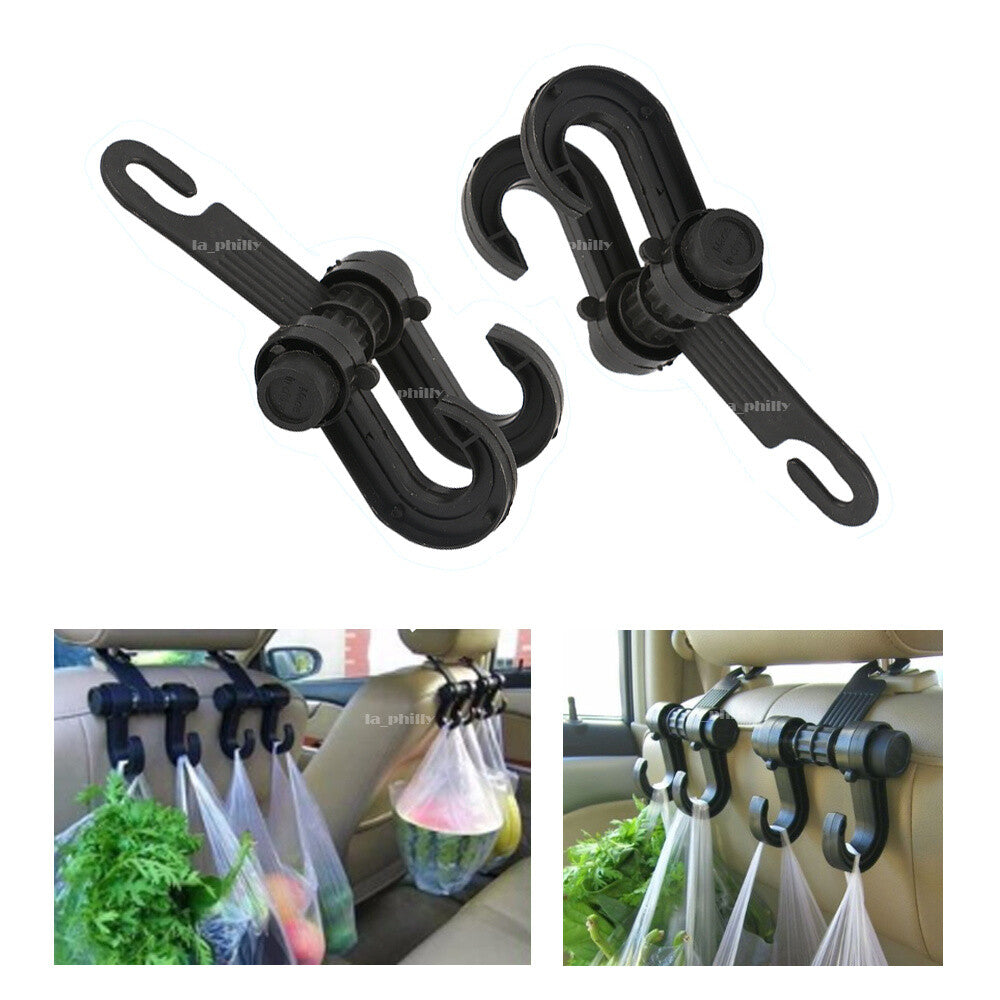 2Pcs Interior Accessories Back for Seat Headrest Hanger Holder Double Hooks Clips