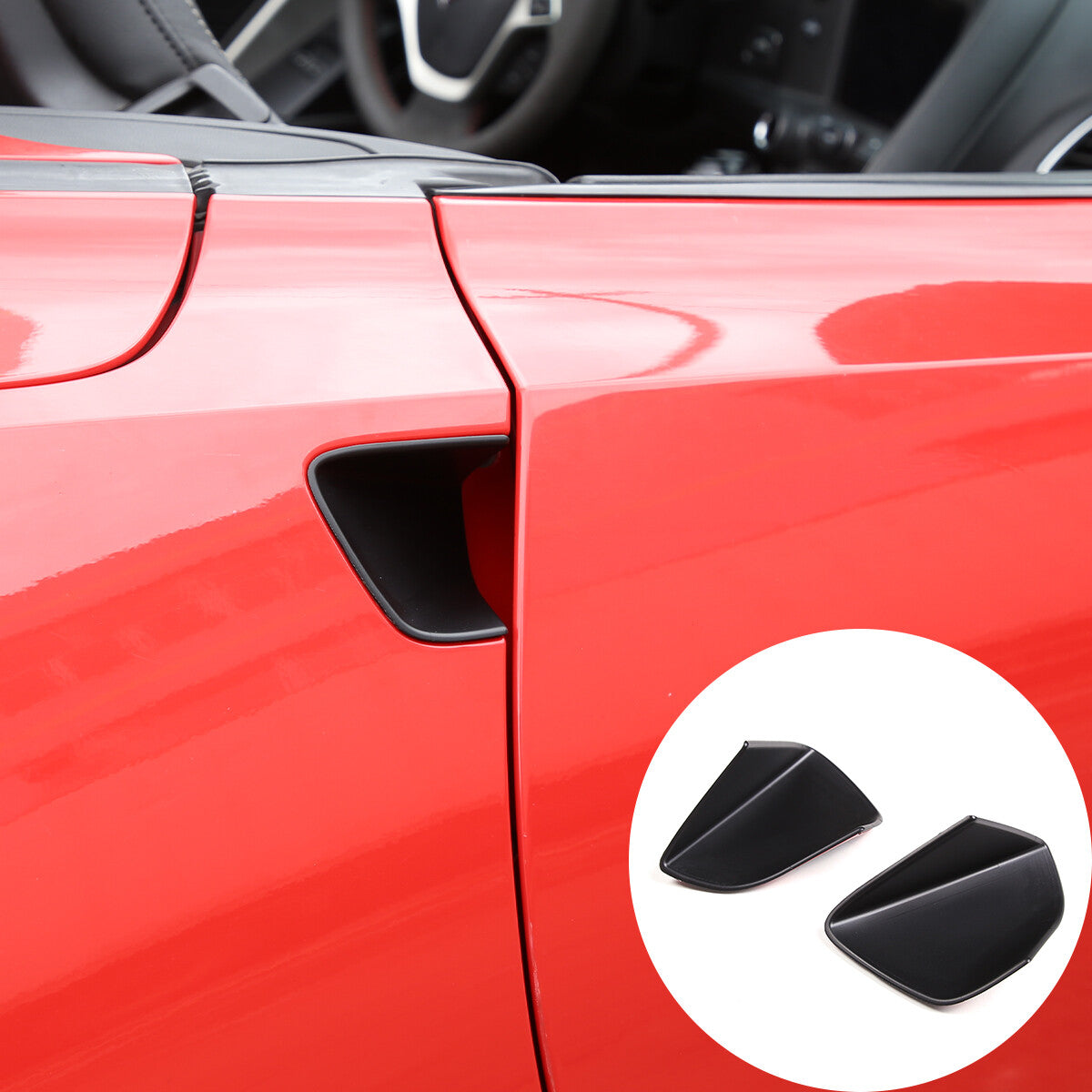 Matte black protective trim on body door handle cups for 2014-19 for Corvette C7