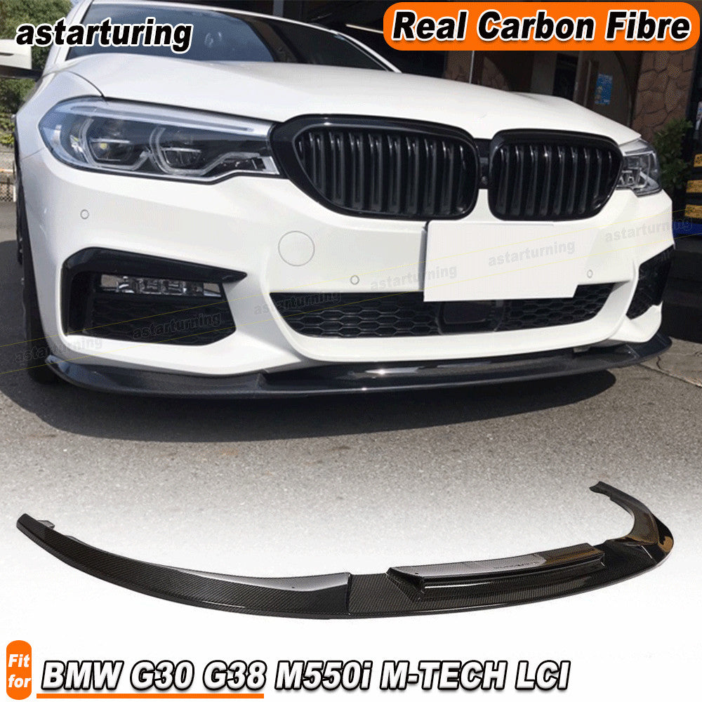for BMW 5 Series G30 G38 M550i M-TECH LCI 2021-2024 Real Carbon Front Bumper Lip