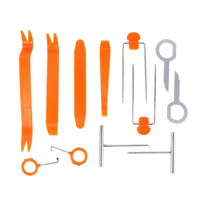 12Pcs Car Radio Door Clip Panel Trim Dash Audio Removal Open Installer Pry Tool