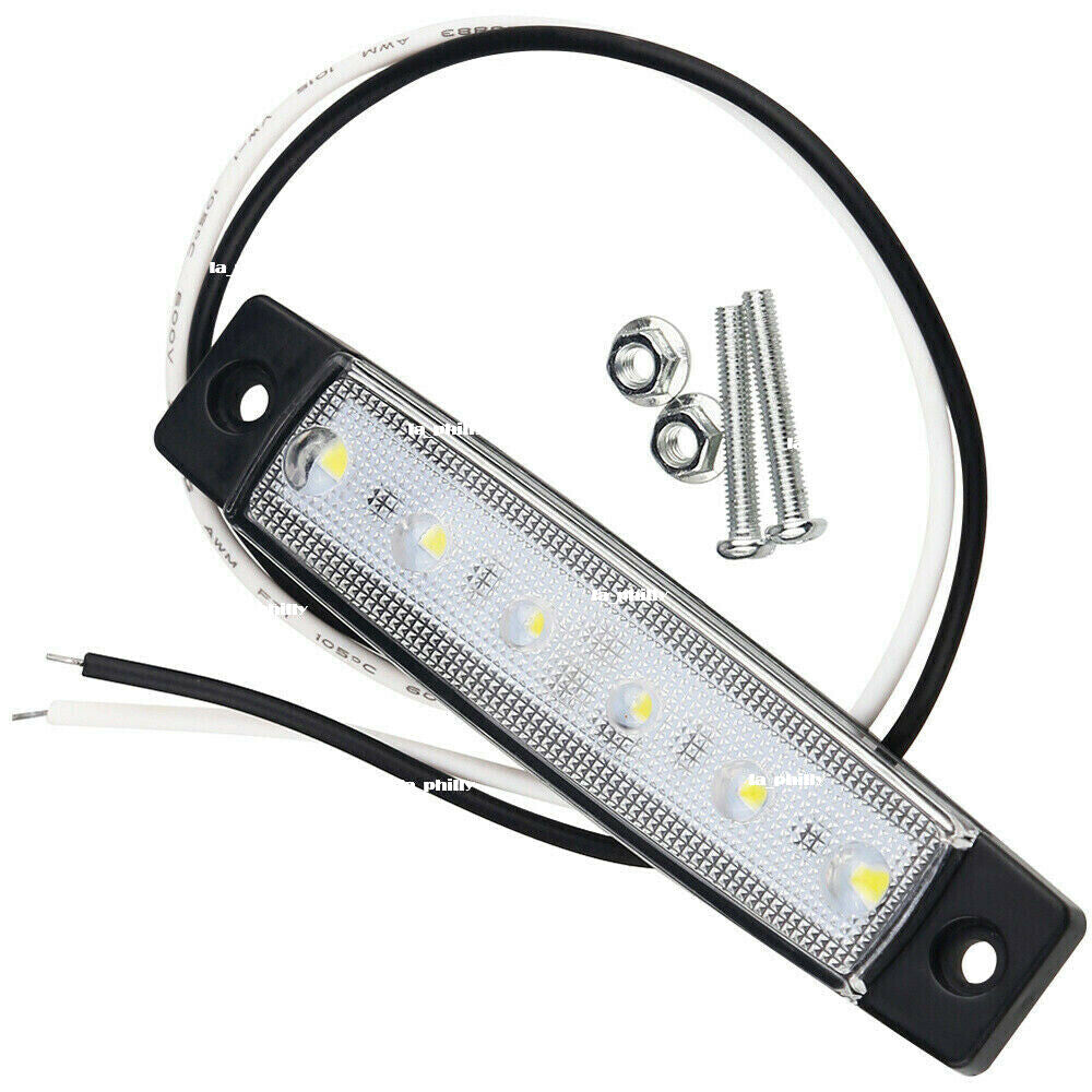 2Pcs 24V 6LED Side Marker Indicators Lights Lamps Truck Trailer Bus Lorry-White Q