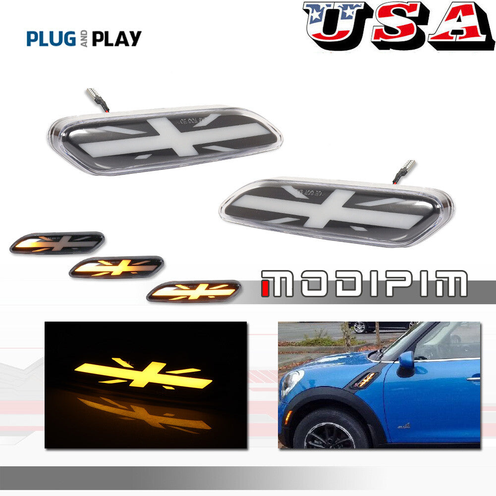 Transparent sequential LED side marker turn signal light suitable for 11-16 for Mini Cooper R60 R61- v
