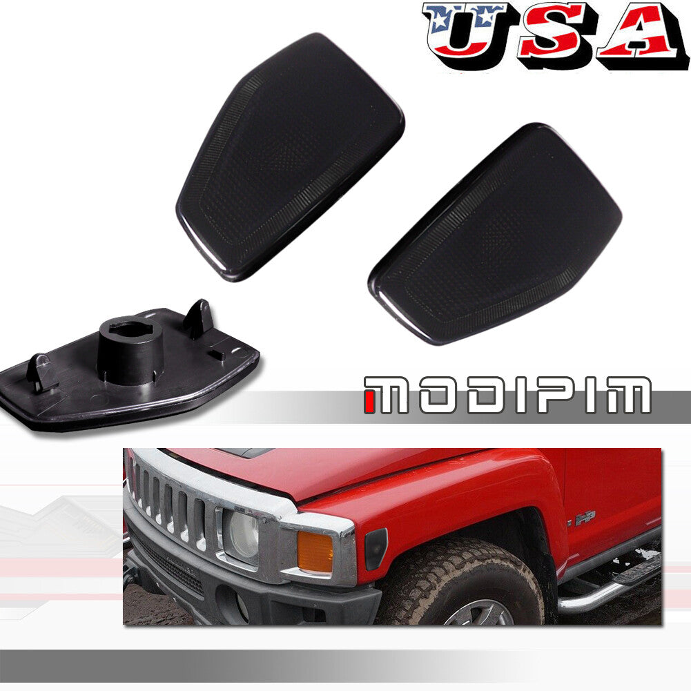 Smoked front bumper side marker light housing protective cover set suitable for HUMMER H3 from 2006 to 2010- v