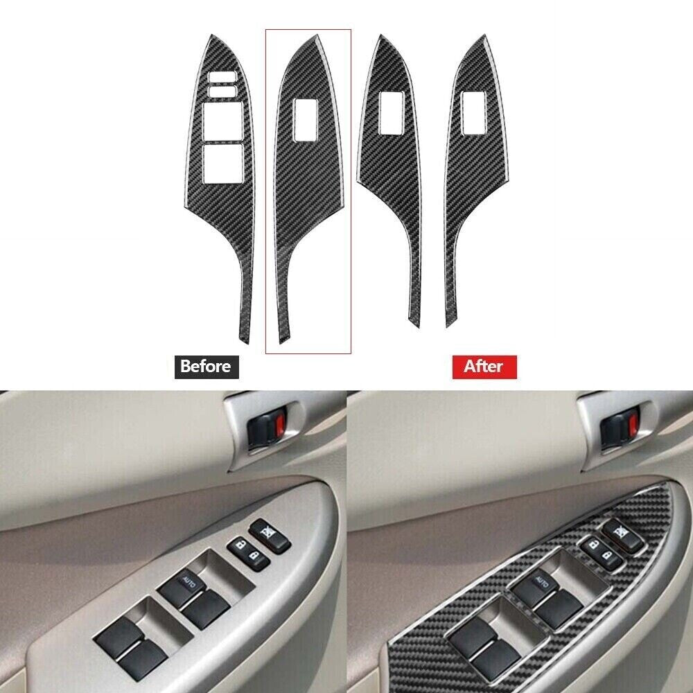 Carbon Fiber Window Switch Lift Panel Cover Trim for Corolla 07-2012 New n