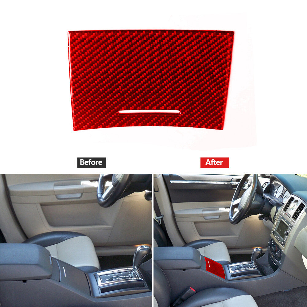 Red Carbon Fiber Central Console Panel Frame Trim for Dodge Durango 14-20 Type A v