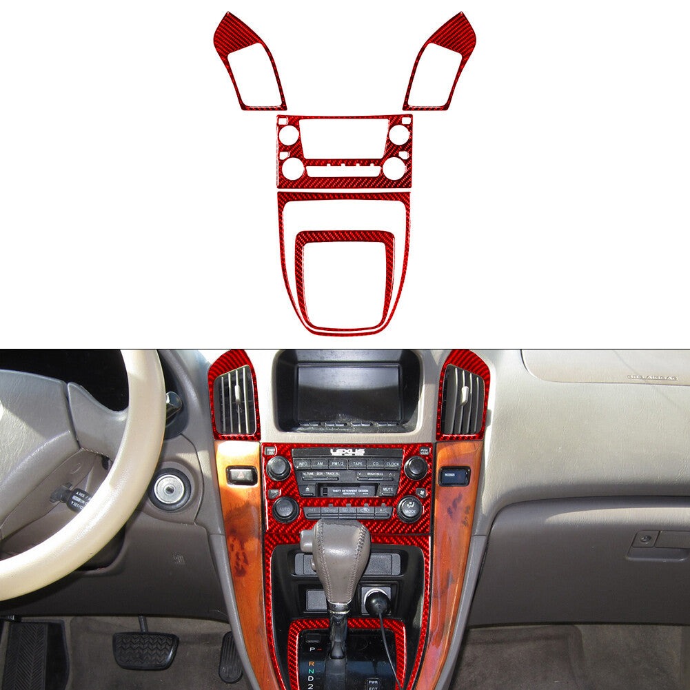 Red Carbon Fiber Center Control Button Trim TypeA For COBALT 2005-2010 v