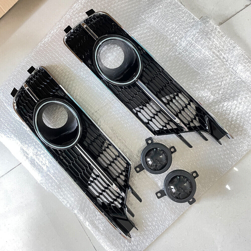 2X Fog Light Grill Front Lower Grille Cover W/ACC Fit for Audi A6 S6 2016-2018