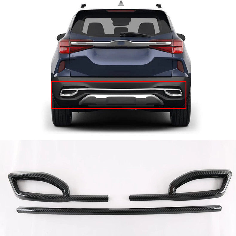 for Kia Seltos 2020-23 Carbon Fiber Rear Bumper Cover Protector moulding Trim 3x