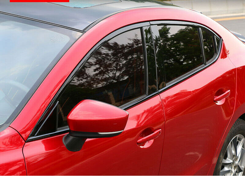 for Mazda 3 2014-2018 Piano Black Steel Chrome Door Window Frame Sill Cover Trim