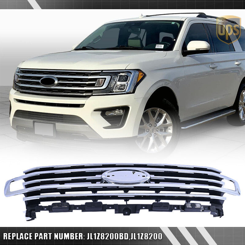 Chrome Black Front Grille JL1Z8200 Replace For 2018-2023 for Ford Expedition XLT Max