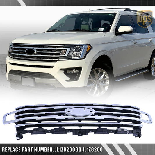 Chrome Black Front Grille JL1Z8200 Replace For 2018-2023 for Ford Expedition XLT Max