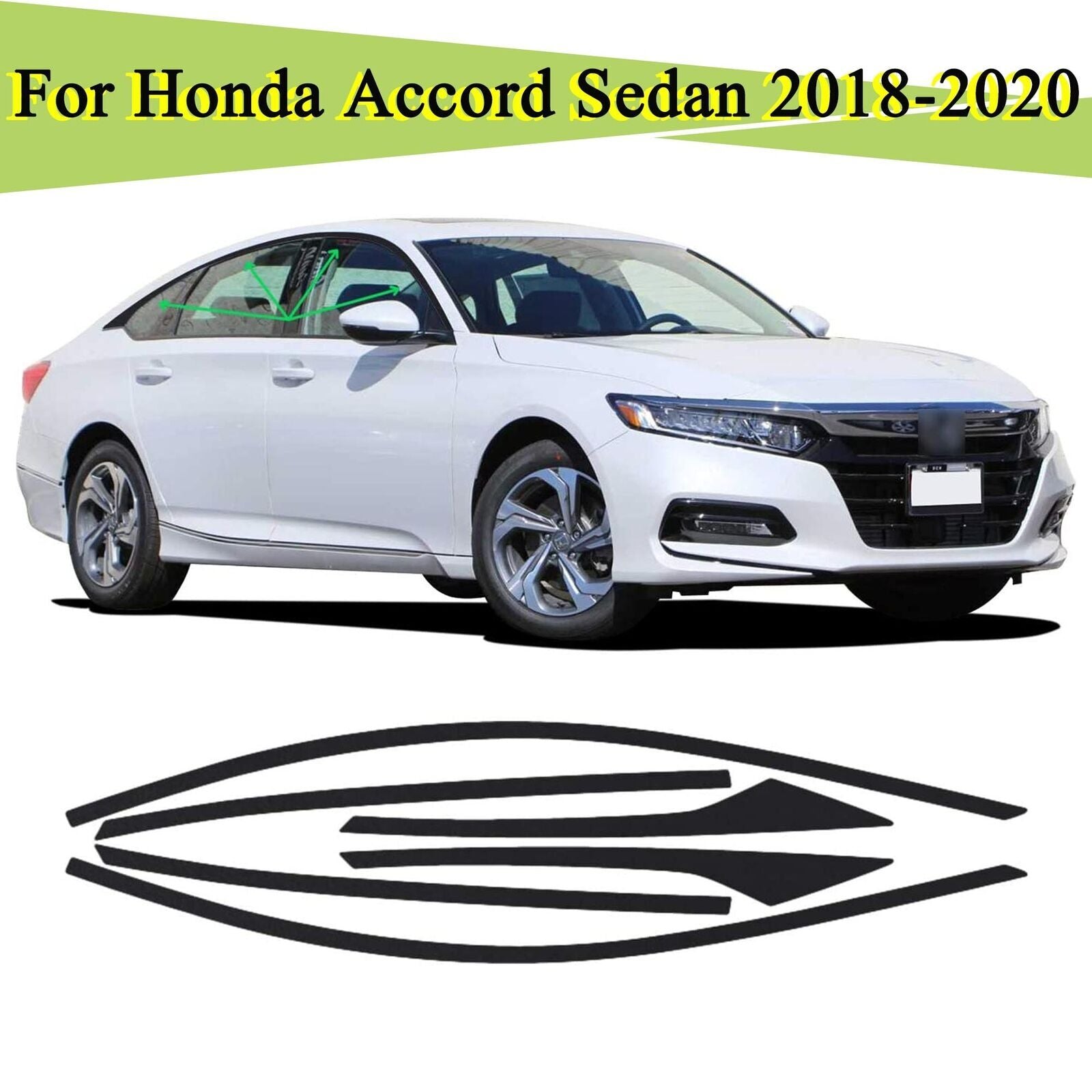 6-piece set for 18-22 for Honda Accord chrome-plated side window trim, gloss black - n