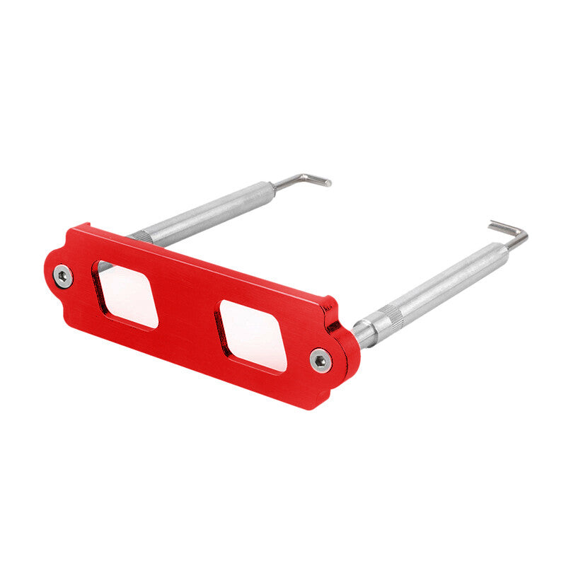 Tighten the red battery retainer bracket bolts on the Van Boat automatic. n