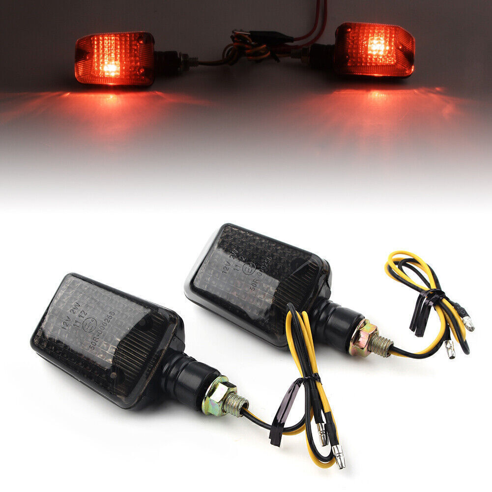 12V 8mm Amber Bulb Turn Signal Indicator Lights Black Motorcycle Universal 2pcs Q