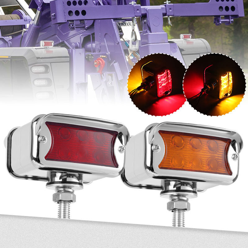 2x 12 LED Dual Face Trailer Fender Side Marker Light Turn Signal Lamps Red Amber