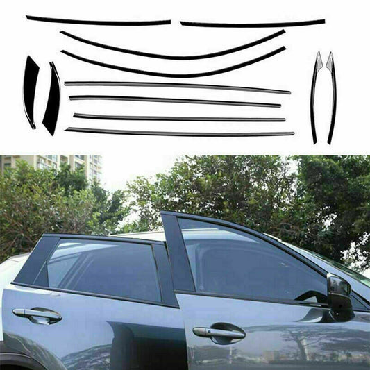 12Pcs for Mazda CX-5 2017-2021 Black Steel Window Strips Sill Molding Cover Trim