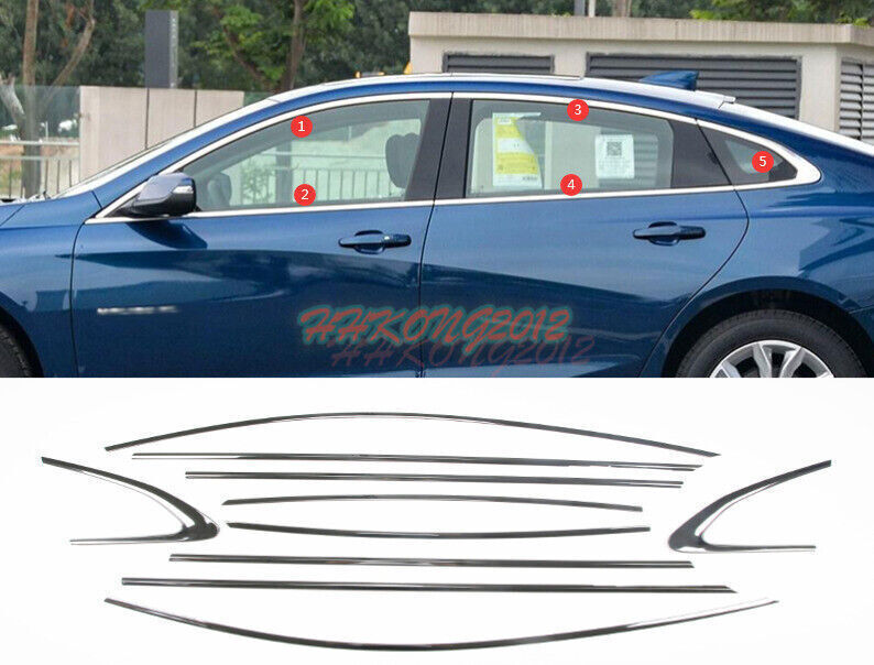 Silver Steel Window Molding Trim Decoration Strip for CHEVROLET MALIBU 2019-2024