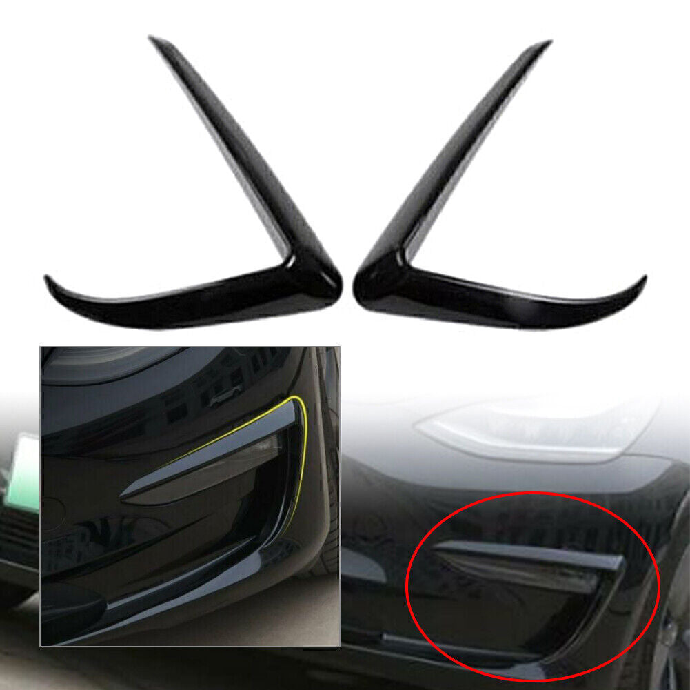 Pair Black Car Front Fog Light Lamp Eyebrow Cover Trim Fit for Tesla Model 3 2017-22