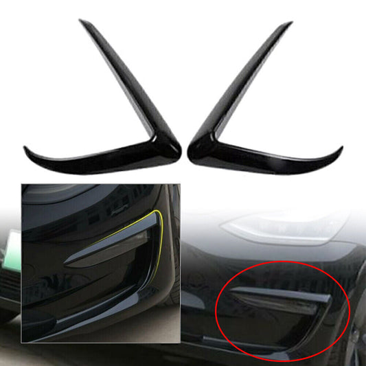 Pair Black Car Front Fog Light Lamp Eyebrow Cover Trim Fit for Tesla Model 3 2017-22