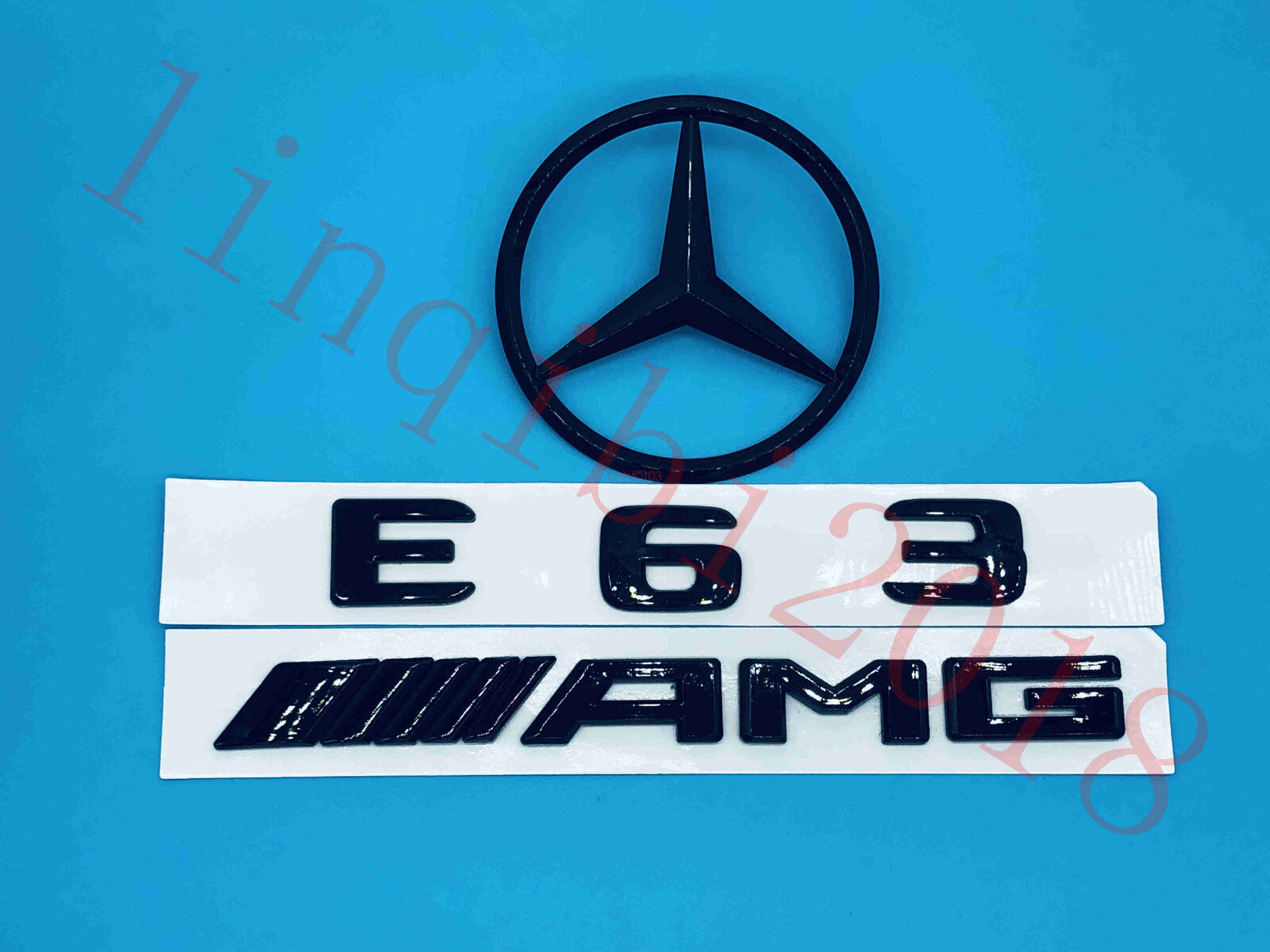1Set Gloss Black E63 AMG Trunk Logo Sticker Decal Emblem Badge Package for W212