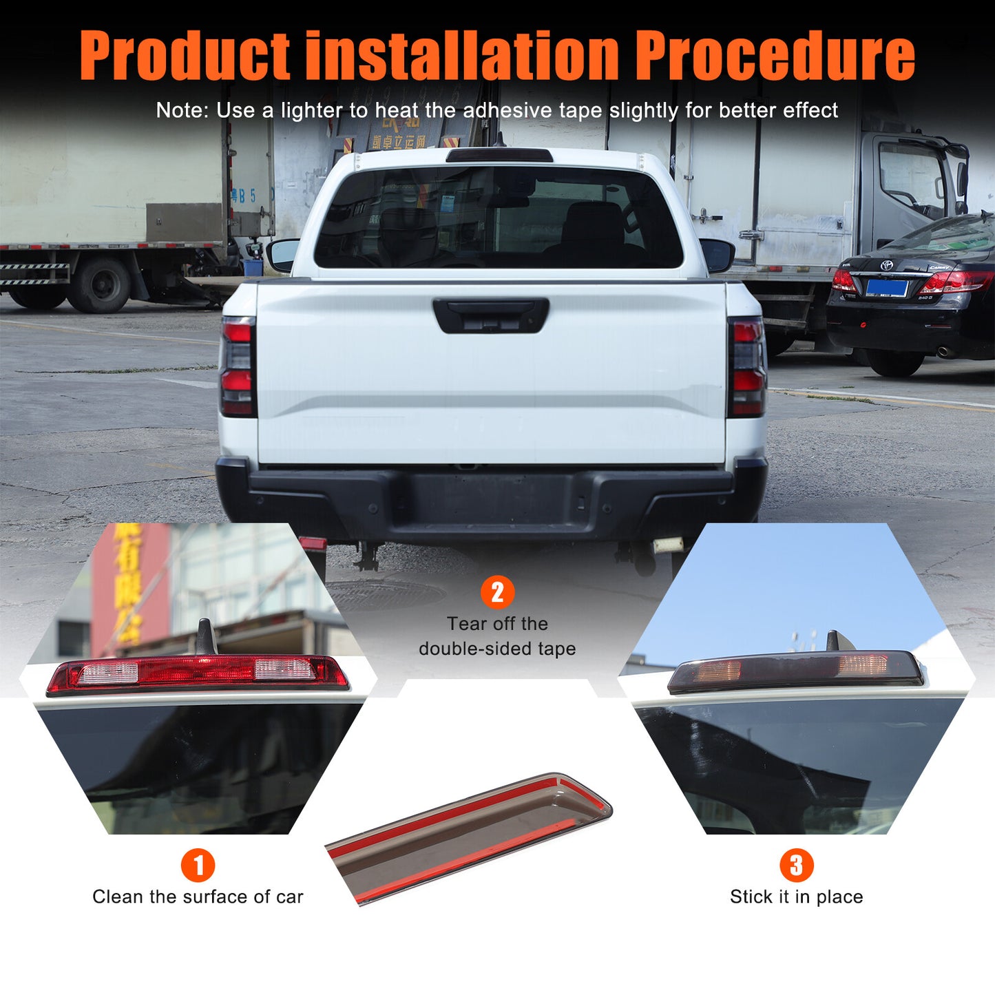 3RD Third High Brake Light Trim Protective Case for Frontier 2024-2025 Smoked Black - n