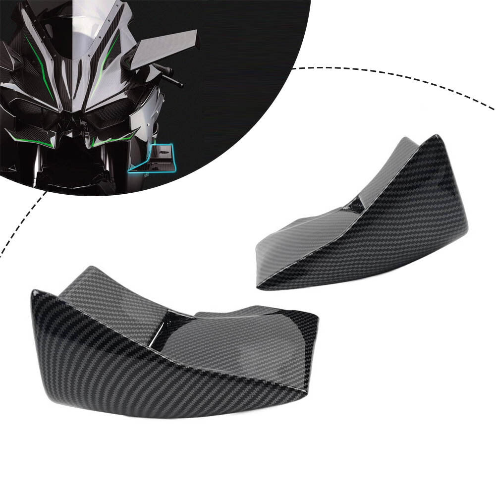 Carbon Fiber Lower Winglets Air Deflectors Fairing for Kawasaki H2 R 15-23
