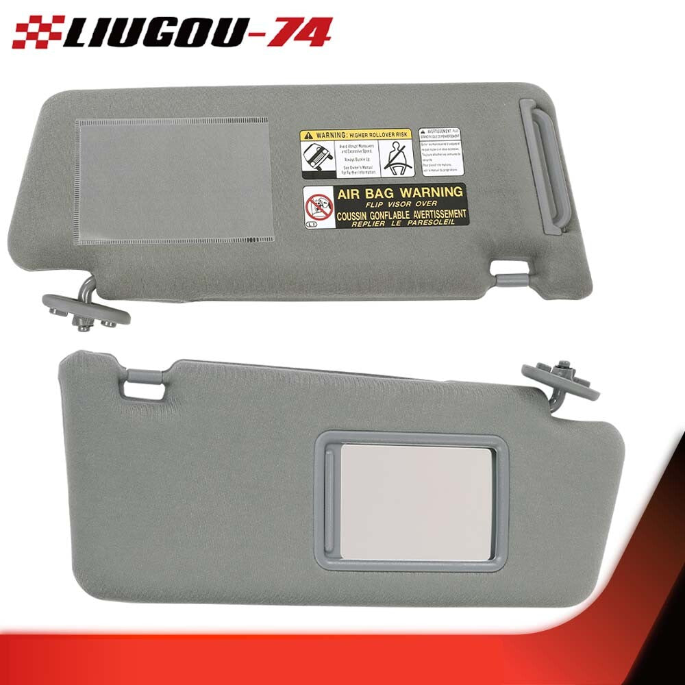 Fits 2005 - 2015 for Tacoma Sun Visors 2 Piece Set Driver and Passenger Side Gray - v
