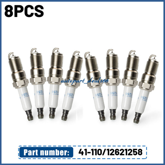 8Pcs Spark Plugs for Chevy for GMC LS1 LS2 LS3 LS6 L99 12621258 5.3/6.0L 6.2L 41-110 Q