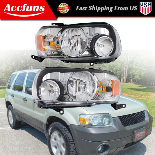 Chrome is suitable for 2005-2007 Escape LH+RH headlights with clear lenses and halogen lamps. n