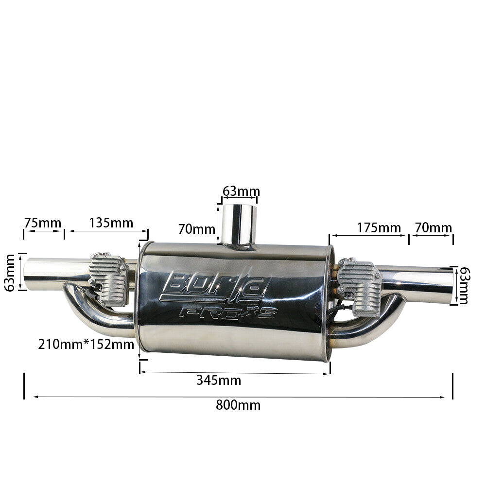 2.5 Tip Single Exhaust Muffler Pipe Valve With Electric valve
