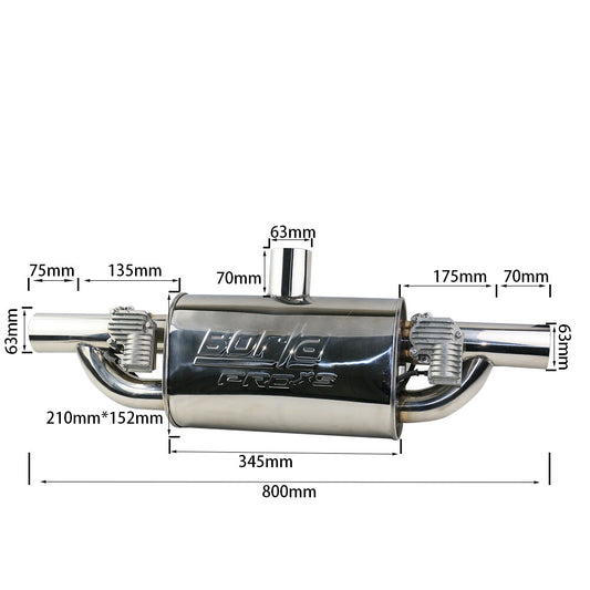 2.5 Tip Single Exhaust Muffler Pipe Valve With Electric valve