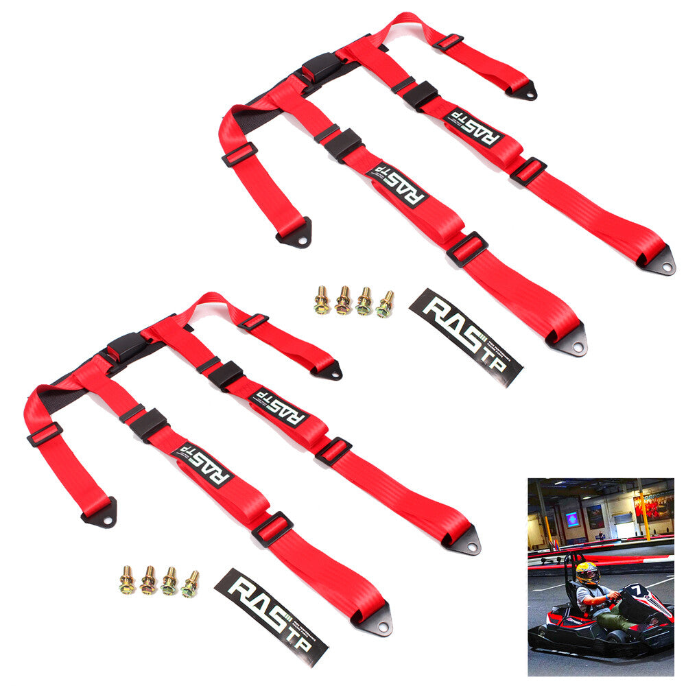 1Pair Red 2 4 Point Harness Quick Release Safety Universal Go-Kart for Seat Belt