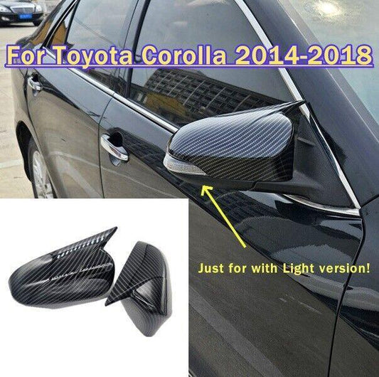 Carbon Fiber Car Rearview Mirror Horn Cap Cover Trim for Toyota for Corolla 14-18