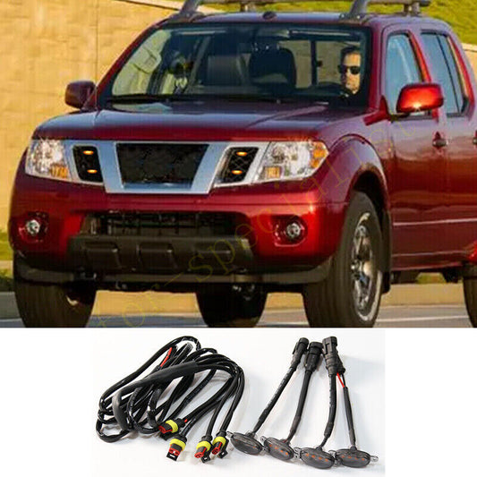 for Nissan Frontier 2005-24 smoke Style Front Grill LED Marker Light Kit