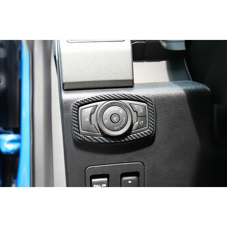 for Ford F150 F-150 2015-20 Carbon Fiber Headlight Switch Panel Trim Frame Cover