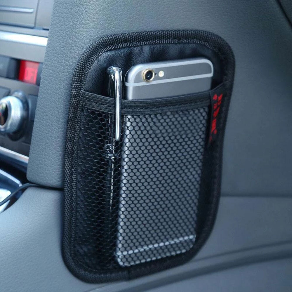 Auto Storage PU Leather Pouch Bag Phone Holder Organizer Black Car Accessories